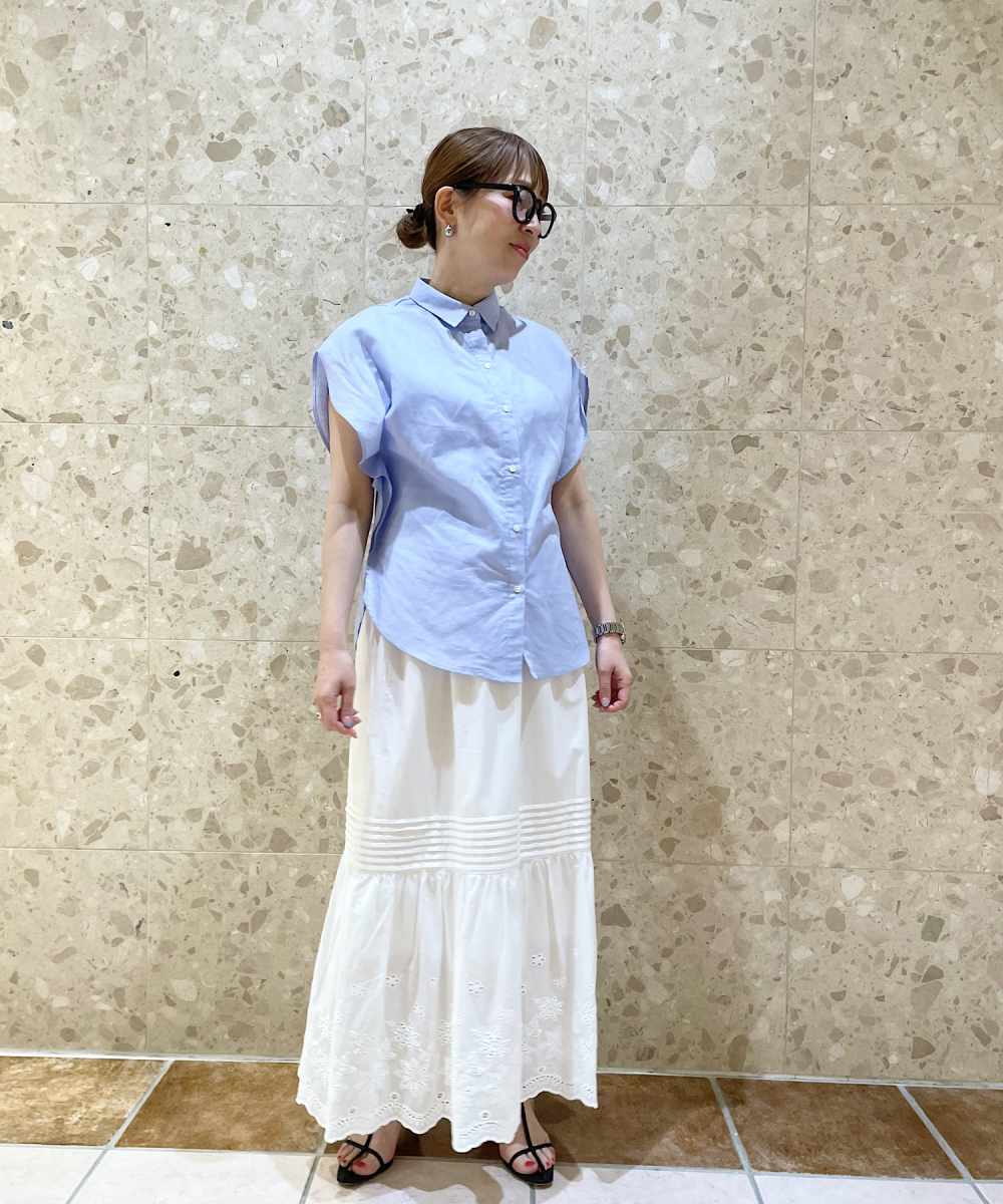 Blouse sans manches en coton et lin