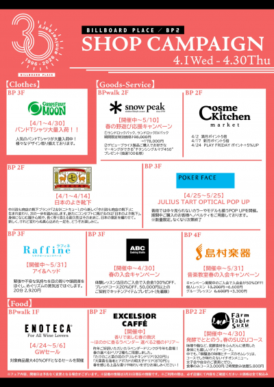 4月ショップキャンペーン